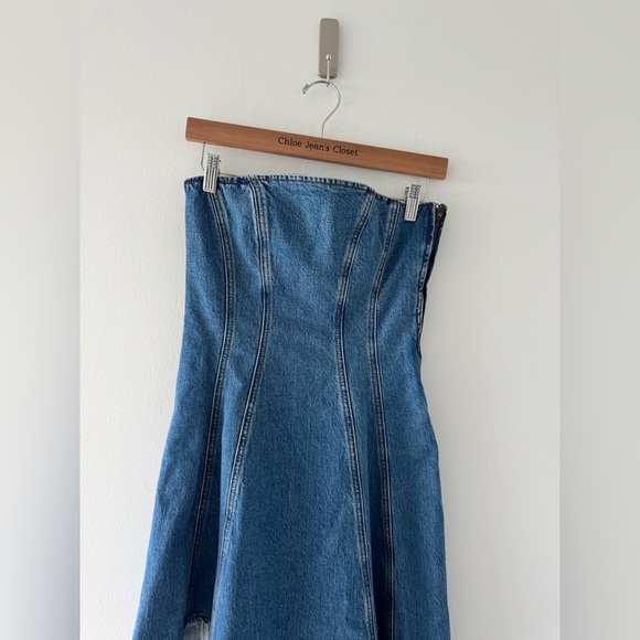 REFORMATION Malina Denim Strapless Dress 4 - Picture 5 of 8